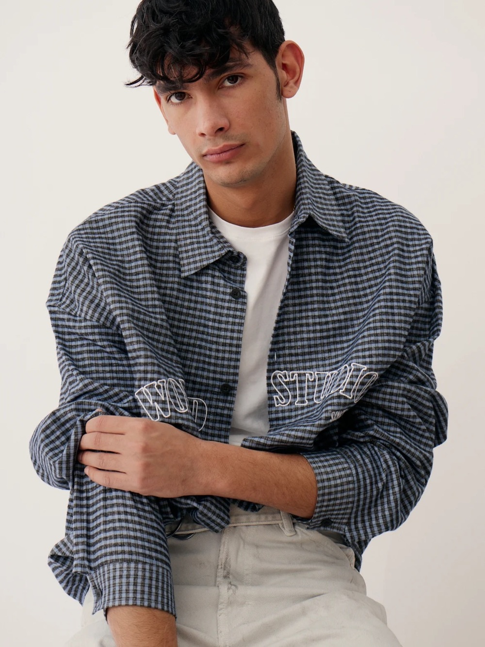 Zara Men's Blue Check Lightweight Shirt